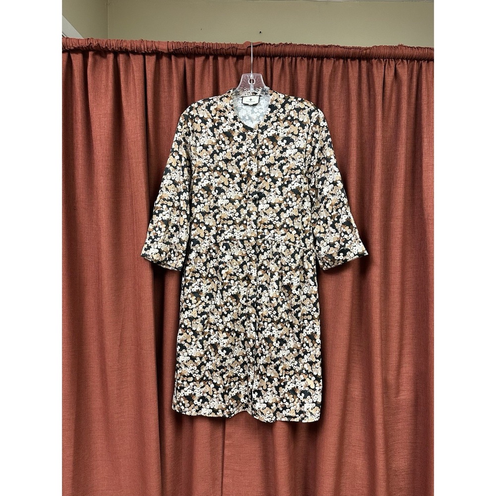 Tuckernuck Royal Mini Cotton Poplin Stretch Shirt Dress Woodrose Print - Large